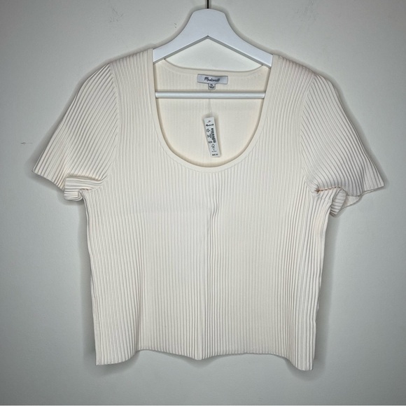 NWT Madewell Ottoman Crop Sweater Tee Size XL Ivory - Picture 1 of 4
